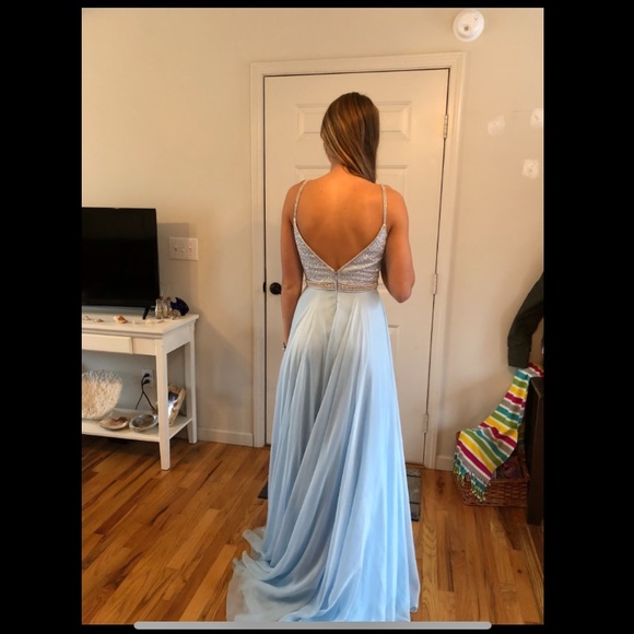 ***SOLD*** Sherri Hill pale blue beaded prom dress - Picture 4 of 6